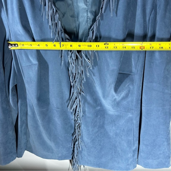 NortonMcnaughton Blue Women's Open Front Blazer Light Jacket Fringe 18W - Picture 4 of 7